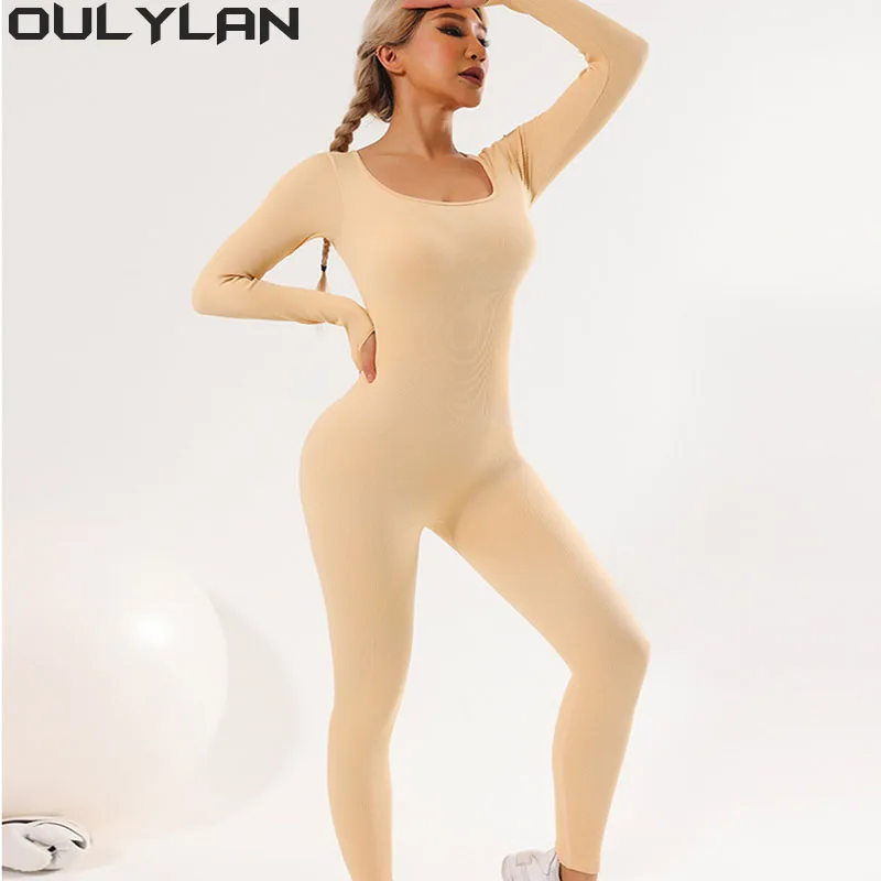 Oulylan One Piece Women's Tracksuit Yoga Set Yoga Jumpsuits Workout Long Sleeve Sportswear Gym Set Workout Clothes for Women