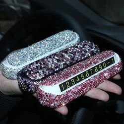 1 Pcs Luxury Car Phone Number Parking Card Dashboard Decoration with Crystal Diamond DIY Accessories for Interio