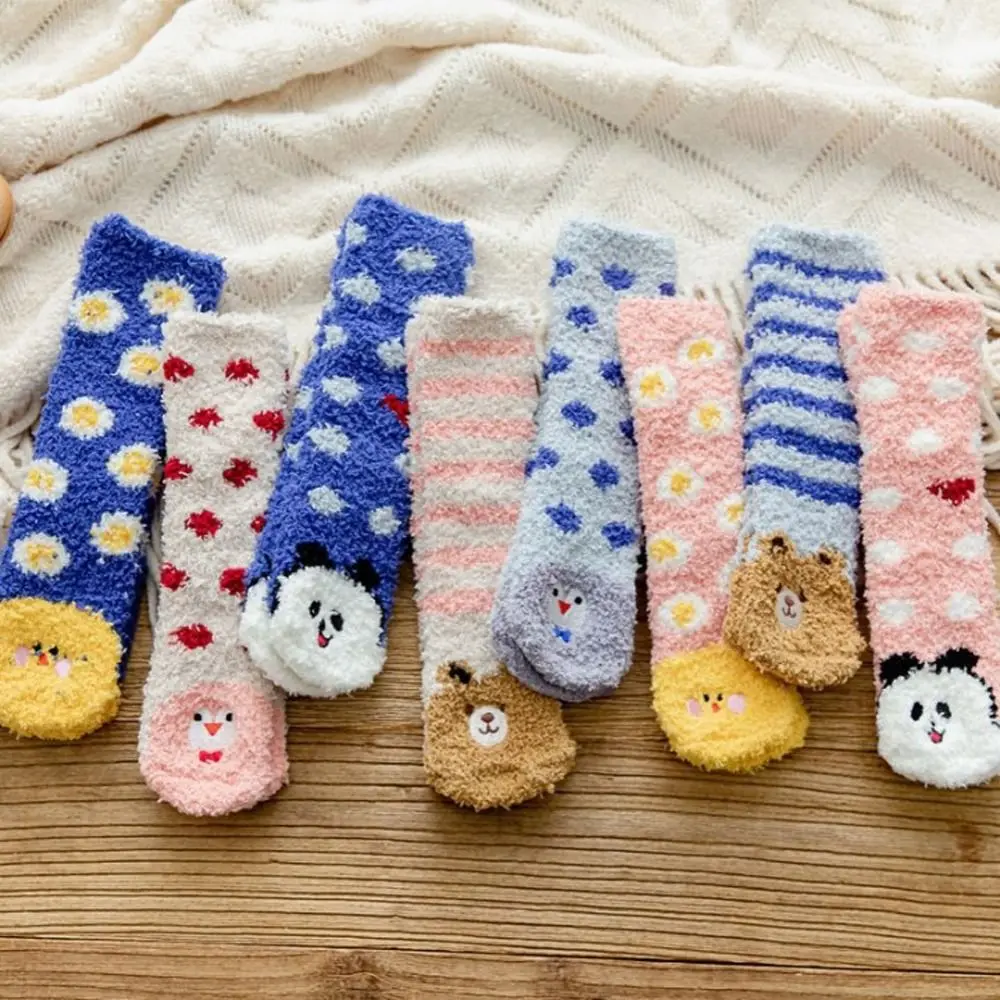 

Pattern Autumn Winter Coral Fleece Indoor Thermal Socks Kids Socks Mid Tube Socks Apparel Accessories Home Sleeping Socks