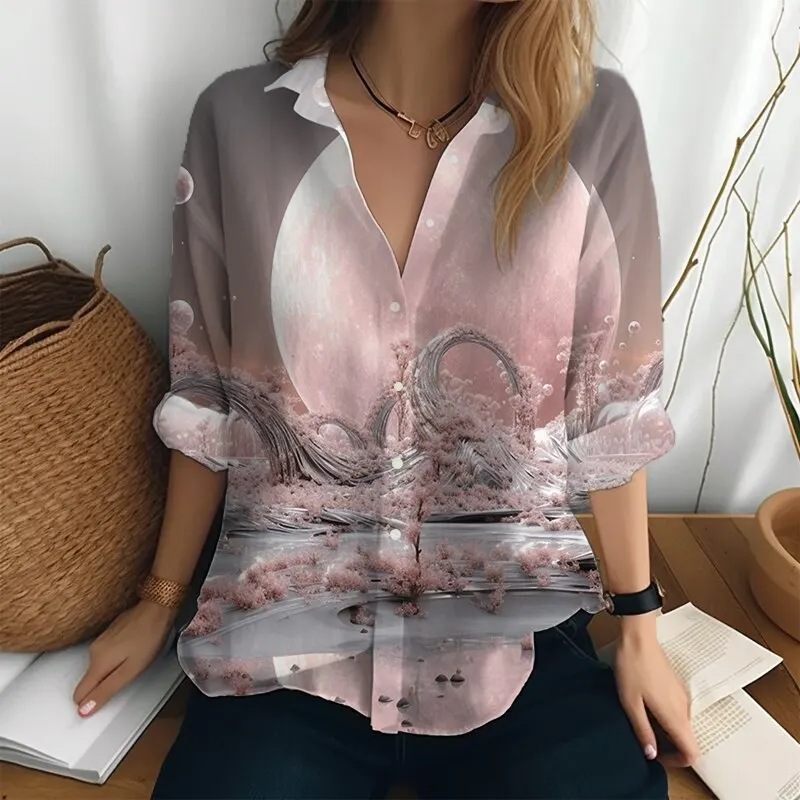 Urban Elegant Women Shirts & Blouses Pink Casual Loose Long Sleeve Shirt High -quality Female Clothin Temperament Tops Shirts