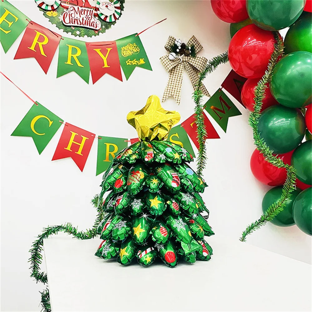 Christmas Theme Party Balloons Decorations Christmas Tree Foil Balloons Merry Christmas Party Supplies 2024 New Year Party Decor