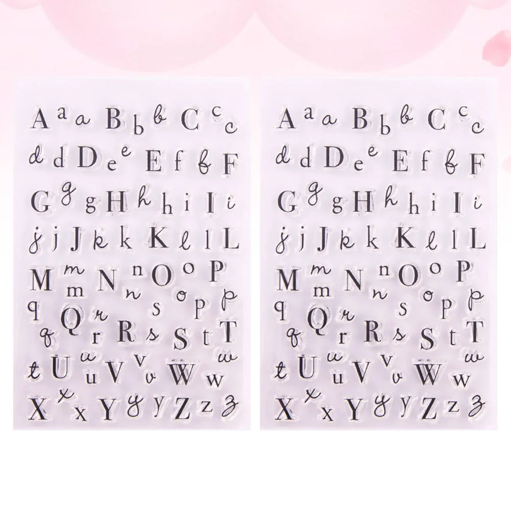 2 PCS Transparent Stickers Seal Stamp Stamps Clear Scrapbook Black Scrapbooking