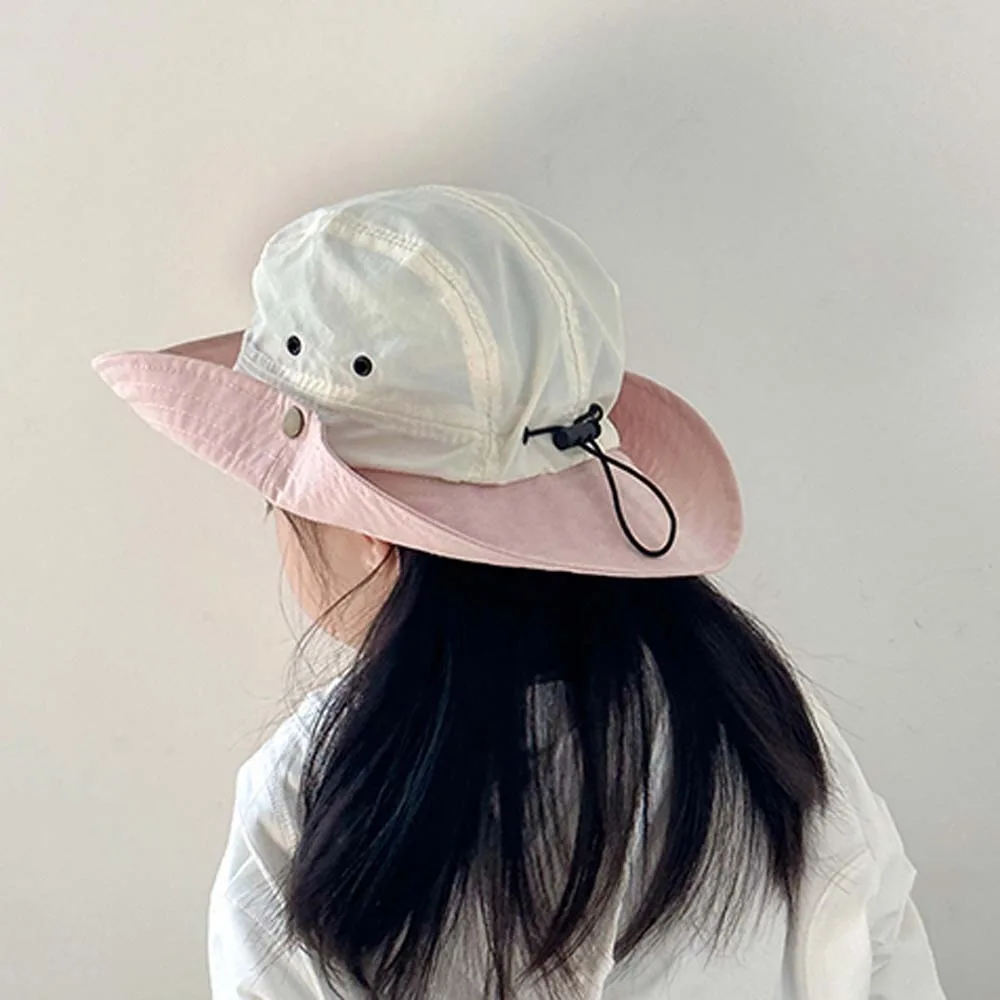 

Cute Korean Style Candy Color Bucket Cap Comfortable Thin Summer Kid Sun Hat Anti-UV Windproof Rope Quick-dry Fisherman Hat Boys