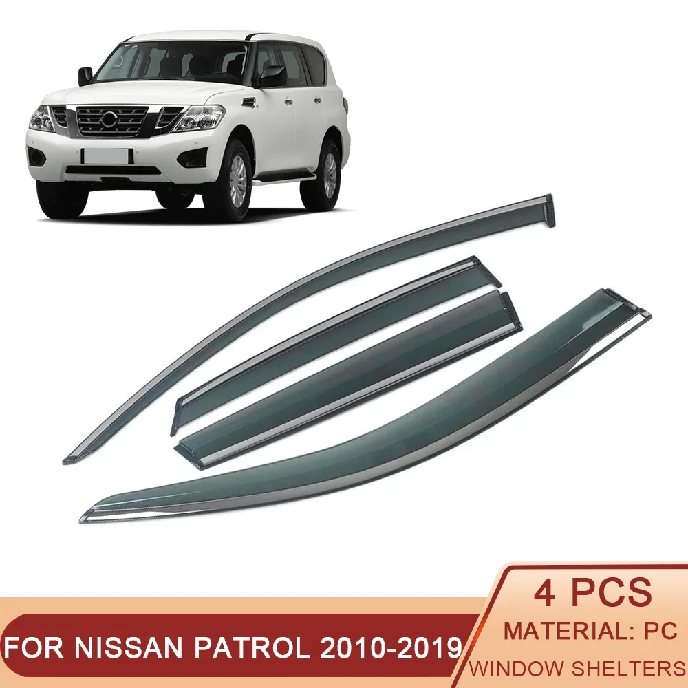 For NISSAN Patrol Y62 Armada 2010-2019 Auto Car Window Sun Rain Shade Visors Shield Shelter Protector Cover Trim Frame Sticker