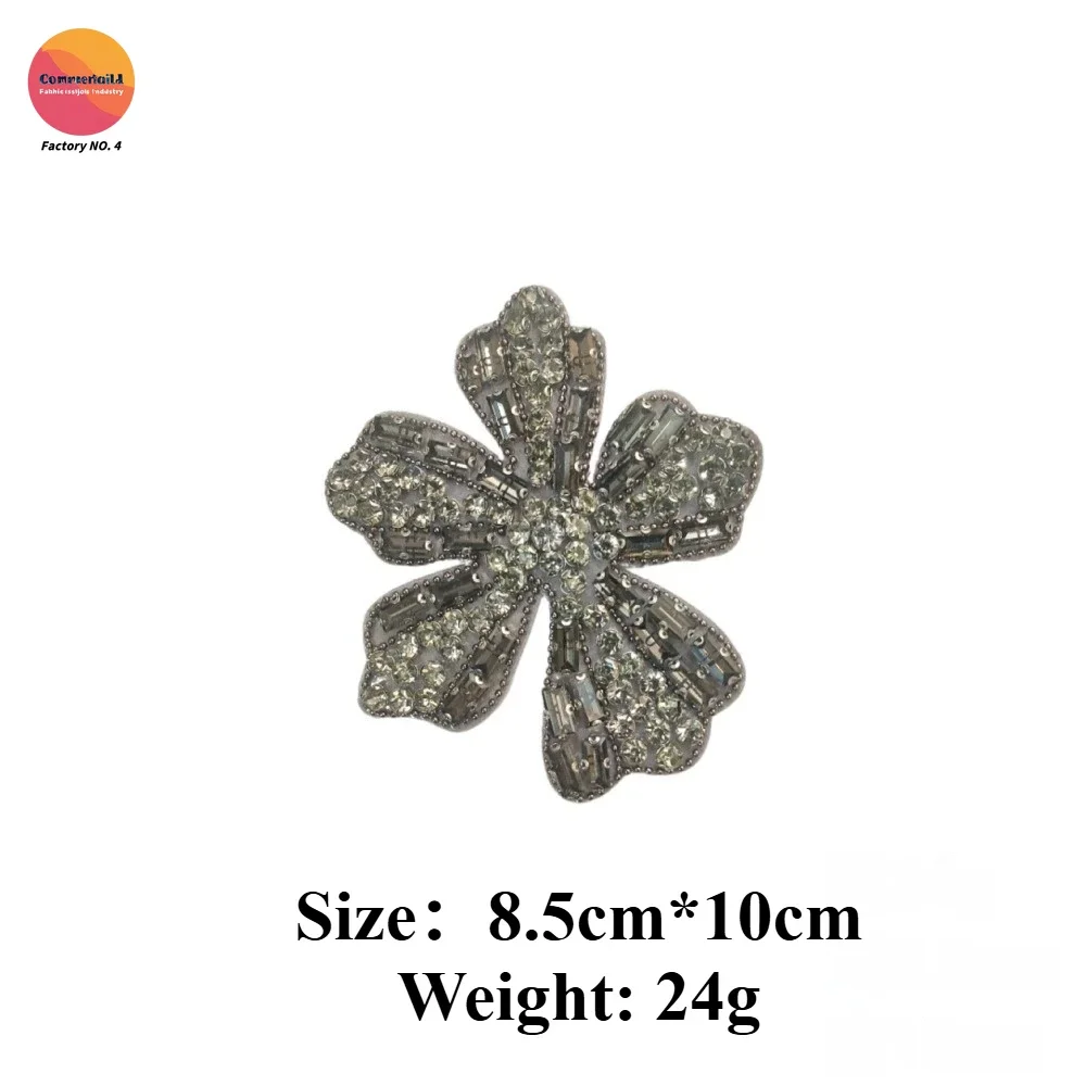 European and American Mo Cui Small Round Diamond Silver Five-leaf Flower Self-adhesive Rhinestone Cloth Sticker Sexy Off-the-