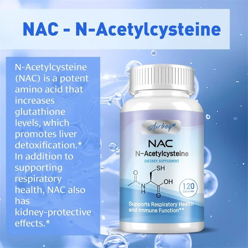 كبسولات N-Acetylcysteine - مضادات الأكسدة لصحة الجهاز التنفسي، تبييض البشرة، تعزيز المناعة