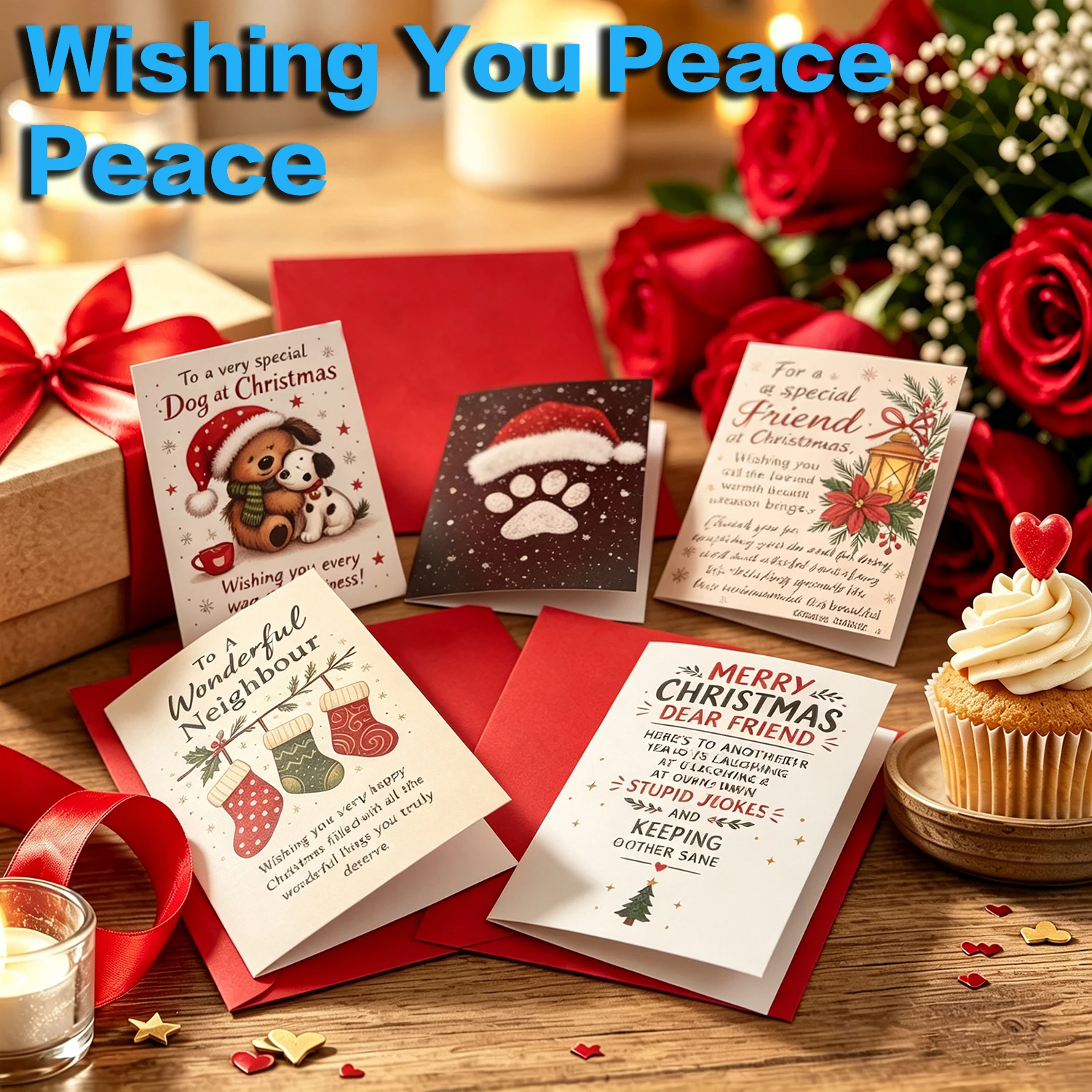 5 Sets of Blessing Cards, 5 Greeting Cards + 5 Envelopes, Christmas-Themed Mixed Holiday Cards, Creative Hand-Painted Cards Featuring Cute Dogs, Paw Prints, and Christmas Stockings, Suitable for Christmas, Christmas Eve, Neighborhood Greetings, Friend Gifts, Holiday Parties, New Year Blessings, Handwritten Messages, Holiday Gratitude Gift Cards, for Neighbors, Close Friends, Family, and Pet Lovers, a Warm and Fun Christmas Blessing Card Set
