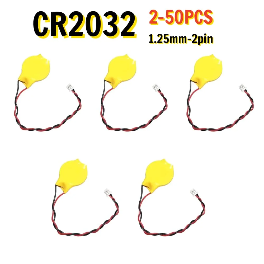 

CR2032 Battery with Wire 2Pin 1.25mm Connector Laptop Motherboard BIOS CMOS Replacement With Wire Disassemble Battery