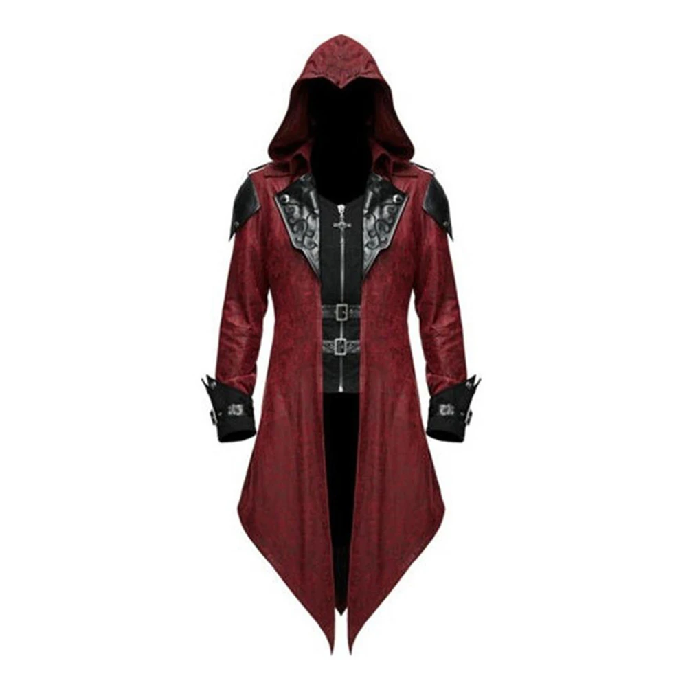 2023 Nieuwe Middeleeuwse Huurmoordenaarsspel Moordenaars Creed Cosplay Kostuum Edward Streetwear Jas Capuchon Bovenkleding Halloween Feestkleding