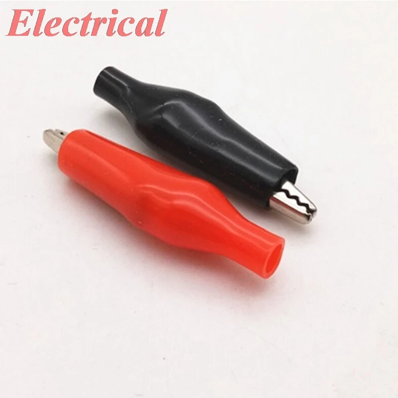 28MM Metal Alligator Clip Crocodile Electrical Clamp Testing Probe Meter Black Red With Plastic Boot Car Auto Battery