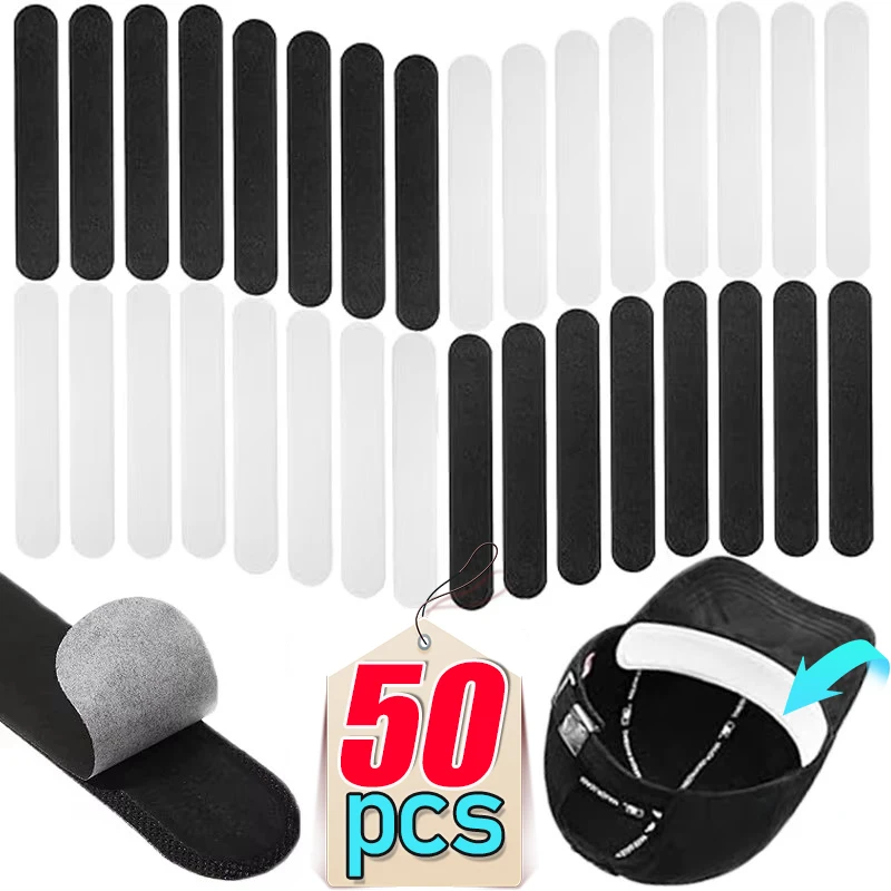 50PCS Hat Sweat Absorber Stickers Women Men Cotton Anti-dirt Sports Belt Cap Rim Invisible White Tape Hat Size Reducer Liner Pad