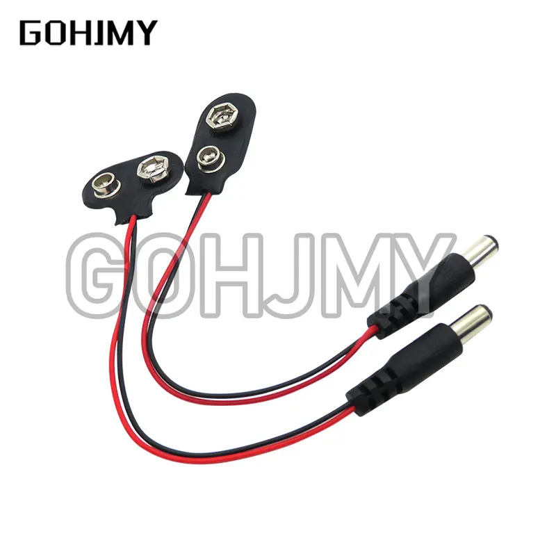 10pcs DC 9V Battery Button Power Cable Battery Buckle Snaps Power Cable Connector DC 5.5*2.1 For Arduino Diy