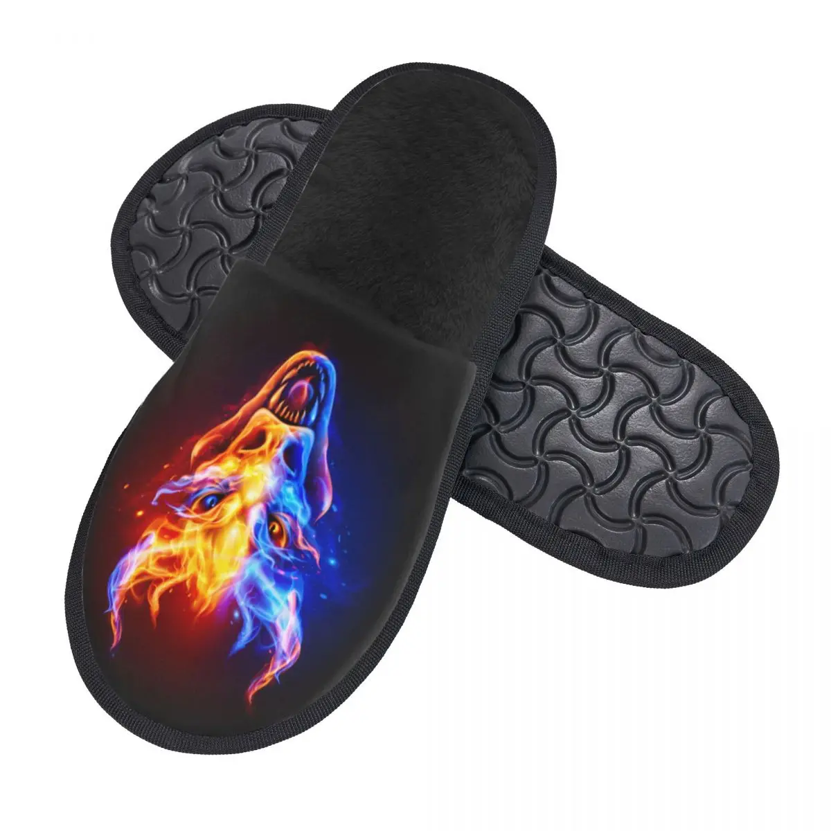 Plush Indoor Slippers Fire Dragon Head Warm Soft Shoes Home Footwear Autumn Winter