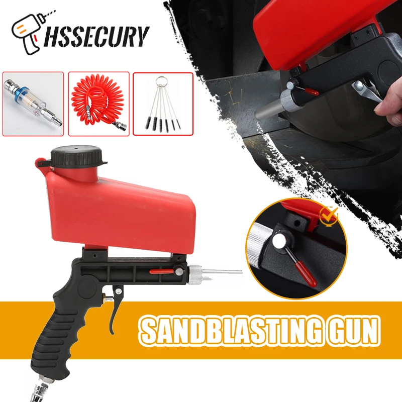 Pneumatic Sand Blasting Gun Set Adjustable Sandblasting Gun 90Psi Portable Machine Gravity Small Handheld Pneumatic Blasting Gun