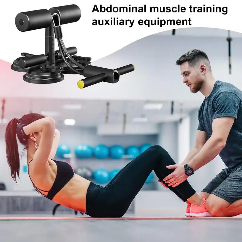 

Sit up Bar Floor Ab Exercise Workout Machine Home Gym Equipment with Suction Cups and Resistance Bands for Women and Men