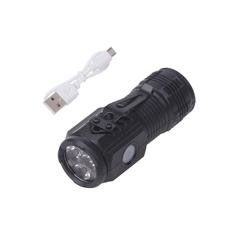 LED Flashlight Strong Bright Torch Rechargeable USB Light Waterproof With Clip Magnet For Hiking Camping High Quality