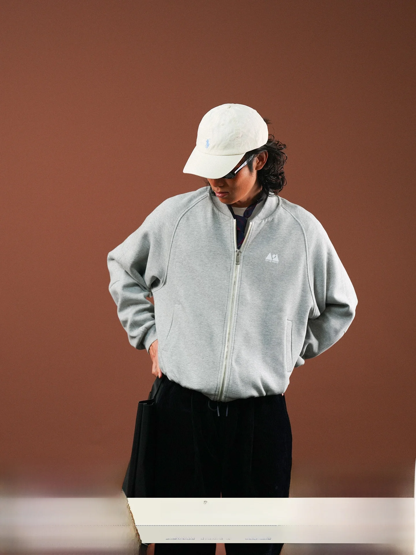 O3PARK Retro American Fleece Lined Baseball Jacket Sweatshirt Cardigan Outerwear Loose Fit Warm Youthful Short Style for All