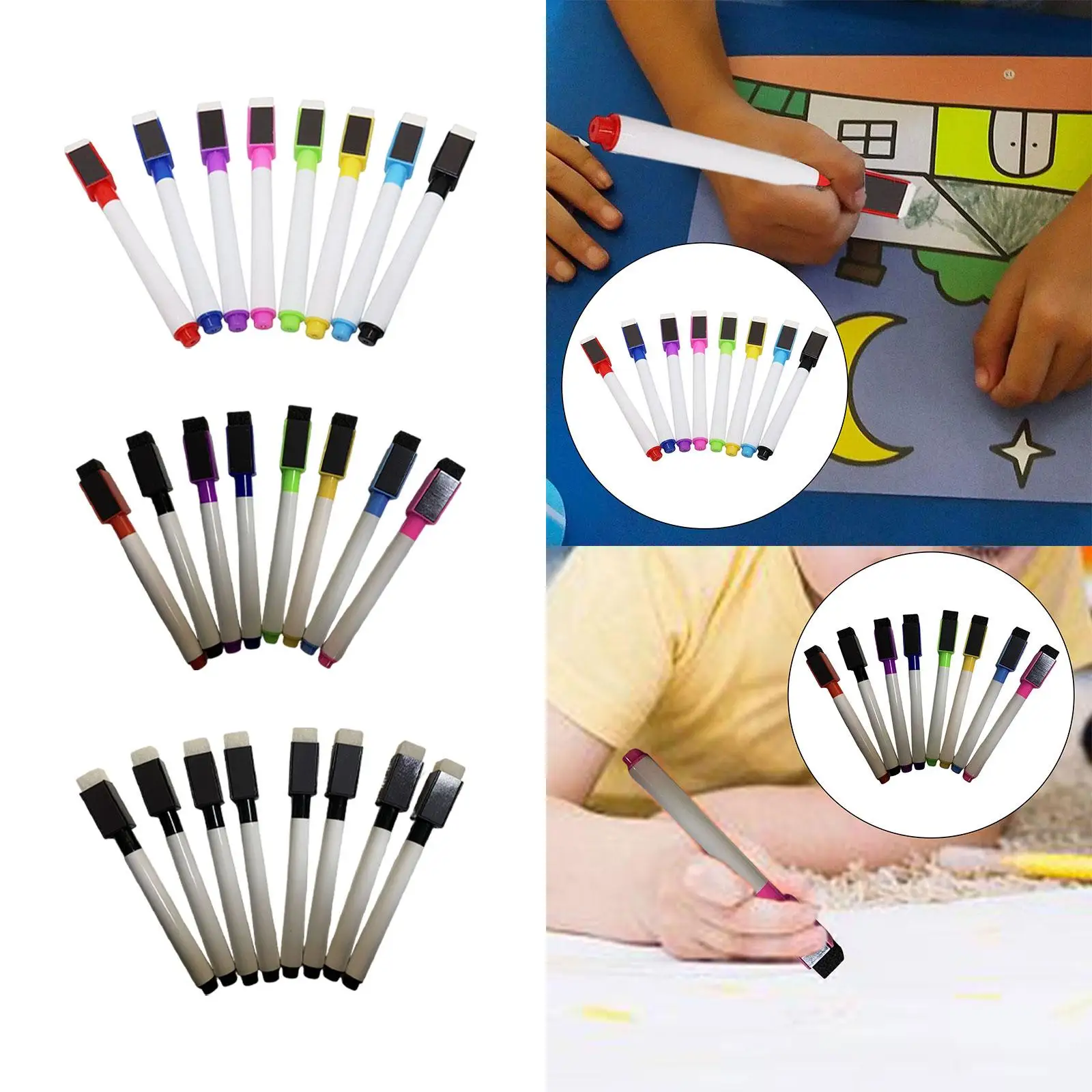 8Pcs Whiteboard Markers Doodle Drawing Pen Rewritable Erasable Markers for Gift