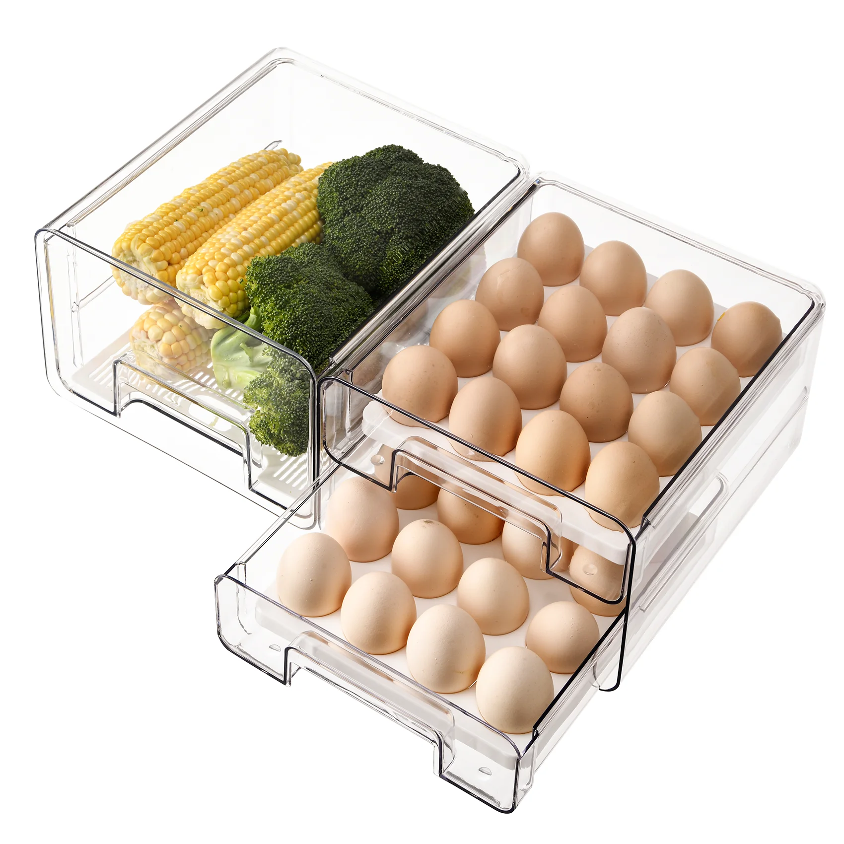 Refrigerator 32 Egg Storage Box Fridge Organizer  Drawer Type Egg Holder Organization Bins for Storage Kitchen Container Shelf