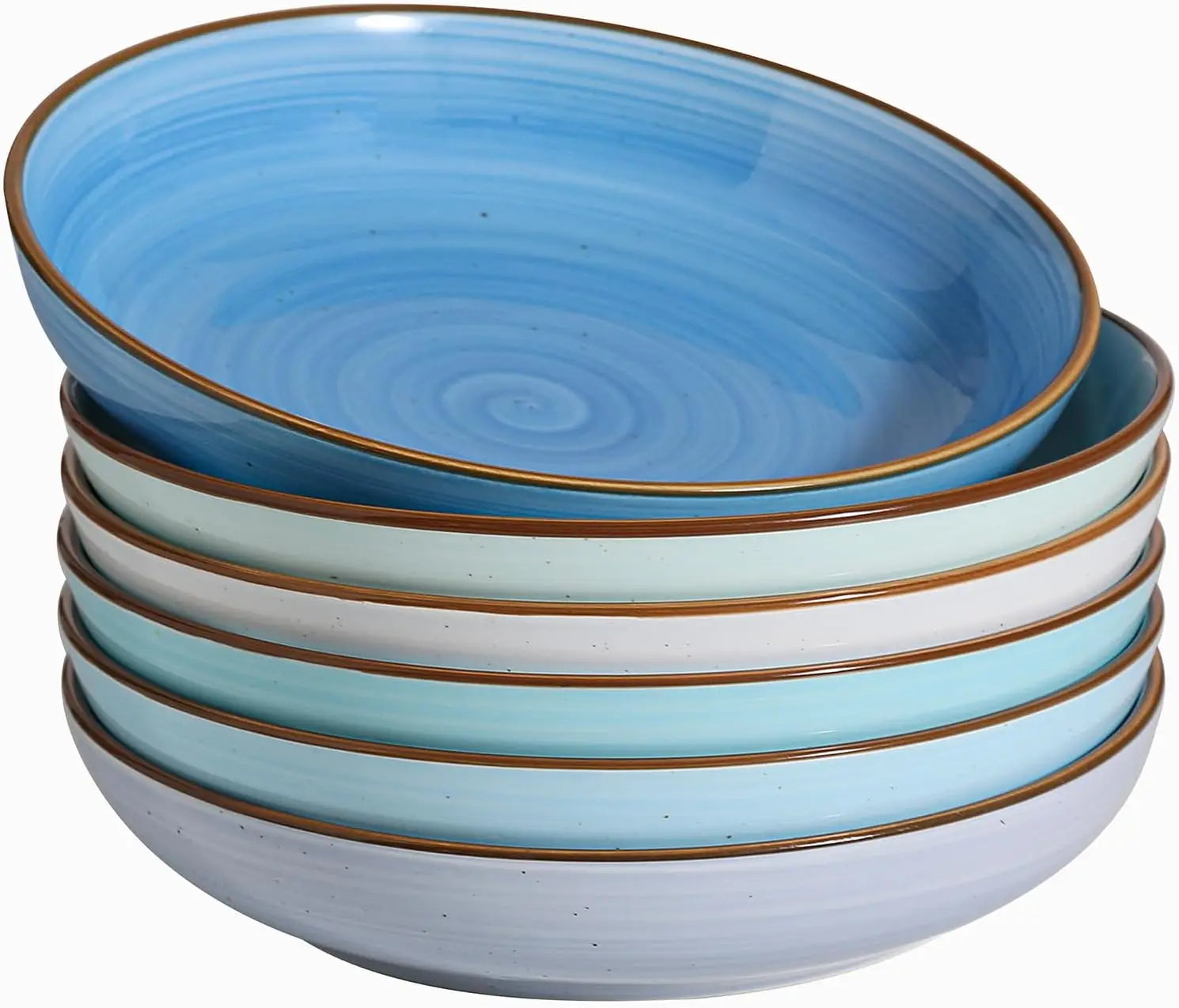 

8.5'' Ceramic Pasta Bowls Set of 6, 30 oz Shallow Salad & Soup Bowls, Microwave & Dishwasher Safe