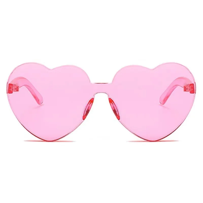 12 Colors Fashion Heart-shaped Sunglasses Peach Heart Jelly Color Frameless One Piece Glasses  солнечные очки