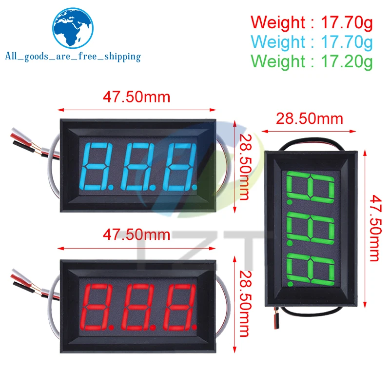 0.56 Inch Mini Red Green Blue LED Display Panel Voltage Meter Voltmeter Home Use Voltage 3 Three Digital DC 4.5V 30V 2 / 3 Wires