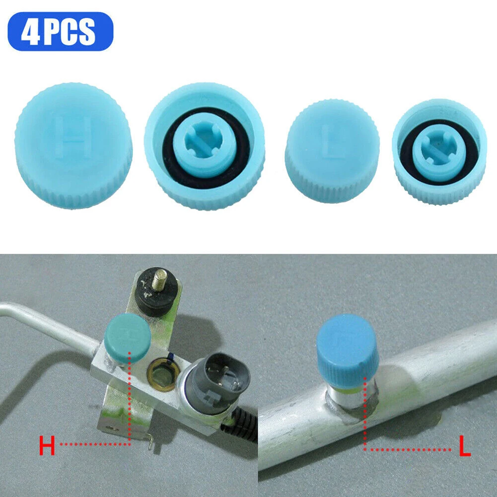 4/2pcs Cap High And Low Pressure AC A/C Cap System Valve Air Conditioning Service For 99% Of Cars With R134a Or R12.