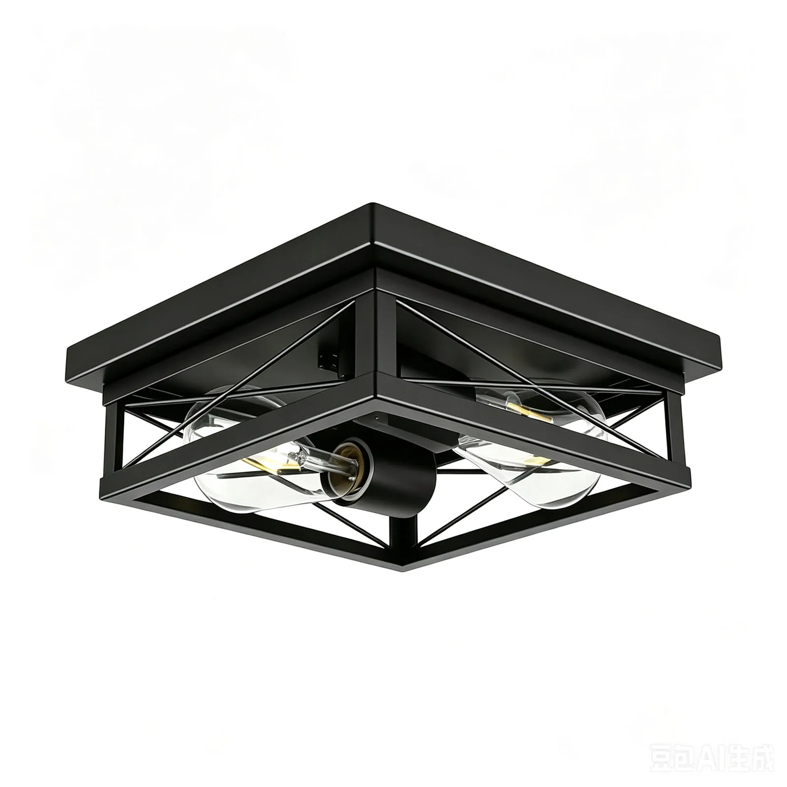 Flush Mount Ceiling Light Metal Ceiling Light Rustic Flush Mount Ceiling Light Fixture with Dual Bulb Sockets for E27 Base Bulb