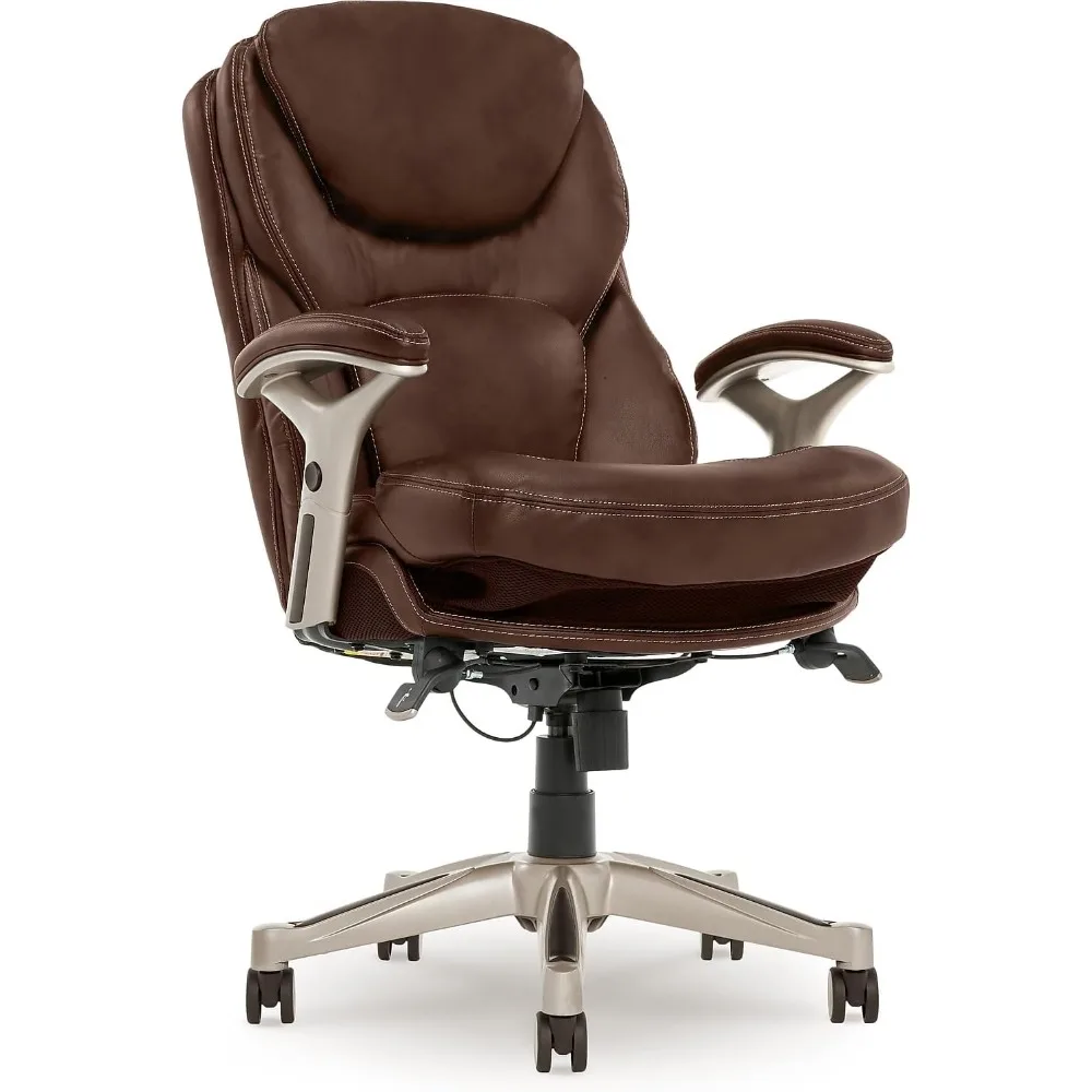 Serta Ergonomic Executive Office Chair Motion Technology Adjustable Mid Back Design with Lumbar Support, Chestnut Bonded