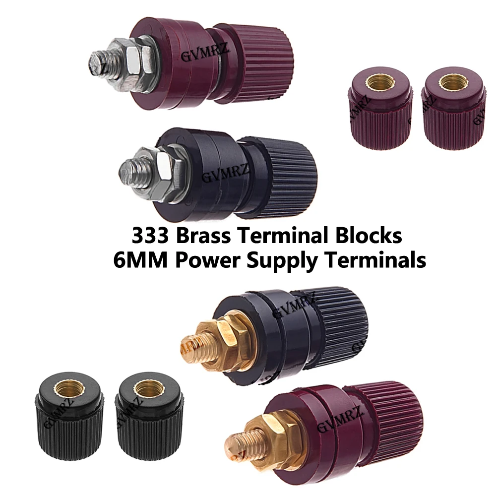 2PCS 333 Brass Terminal Blocks 6MM Power Supply Terminals Full Copper Posts Welding Machine Inverter Post Connector M6