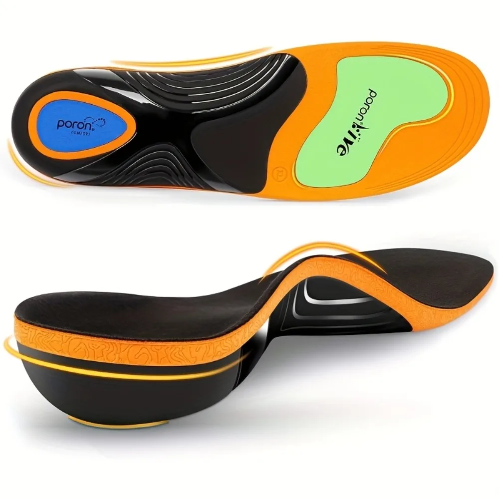 Semelles orthopédiques sportives unisexes à soutien de la voûte plantaire, inserts de chaussures en PU absorbant les chocs pour pieds plats, soulage la douleur et la fatigue des pieds
