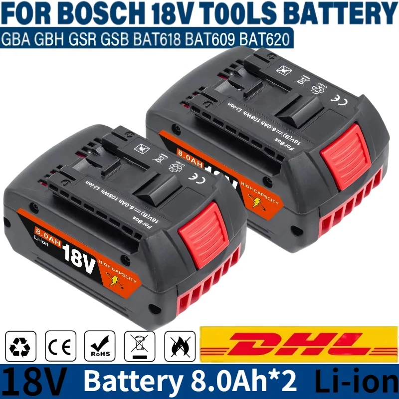 

18V 8000mAh for Bosch BAT618 BatteryProfessional GBA GBH✅GSR GSB BAT620 BAT609G BAT614 Electric Drill Replacement Battery