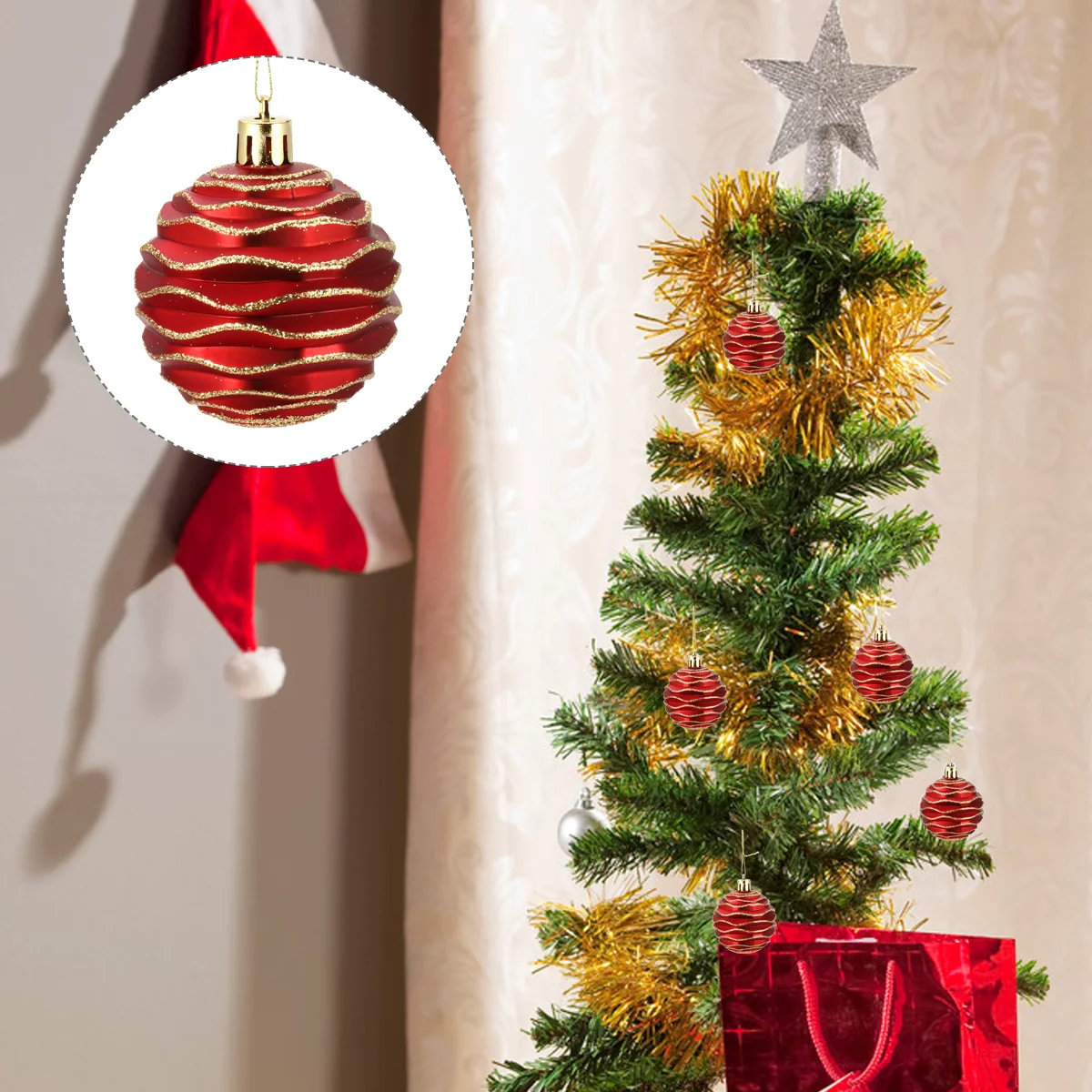 

6Pcs Christmas Ball Hanging Ornaments Decorations for Tree Window Garden Yard Ceiling Christmas Tree Plastic Pendants