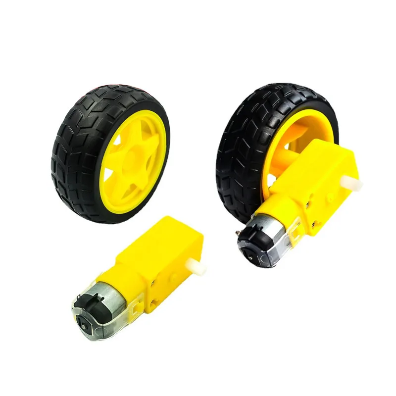 1~100Pcs Intelligent Car Chassis Robot Tire+DC Deceleration Motor Set Wheel Motor