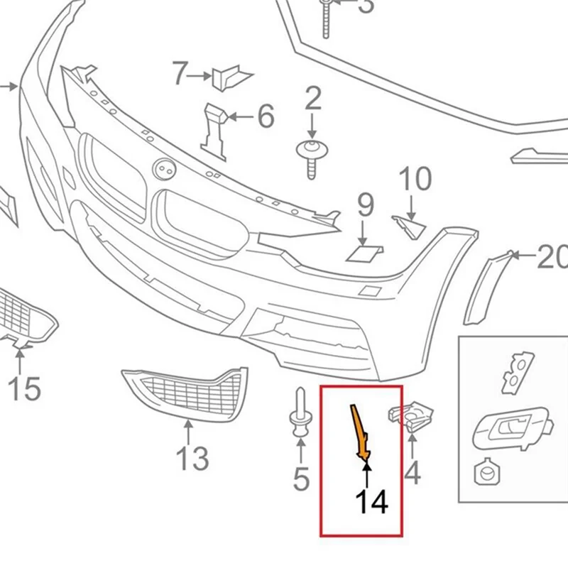 ABZV-Kisi Bawah Bumper Depan Mobil untuk BMW F80 M3 F82 F83 M4 51118056599   Kiri