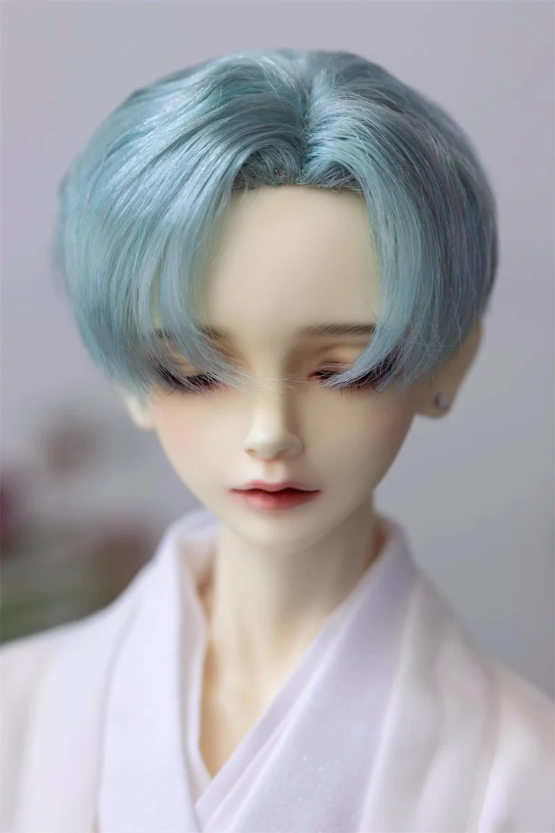 

Парик для куклы BJD, игрушки 1/3 1/4 для мальчиков, зеленый, фиолетовый, лоб, ручной крючок, мягкий молочный шелк, красивый короткий укладка волос, аксессуары для кукол XC