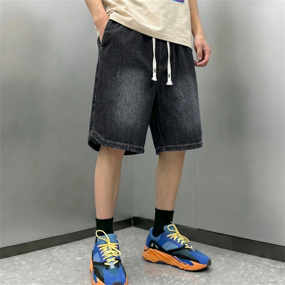 12XL Plus Size Denim Shorts Men Summer Shorts Fashion Casual Solid Color Jean Shorts Stretch Waist