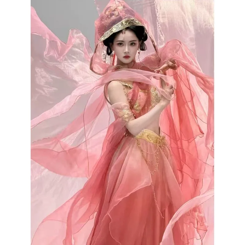 Exotic Western Regions Dunhuang Feitian Girls Chinese Ethnic Han Element Outfit