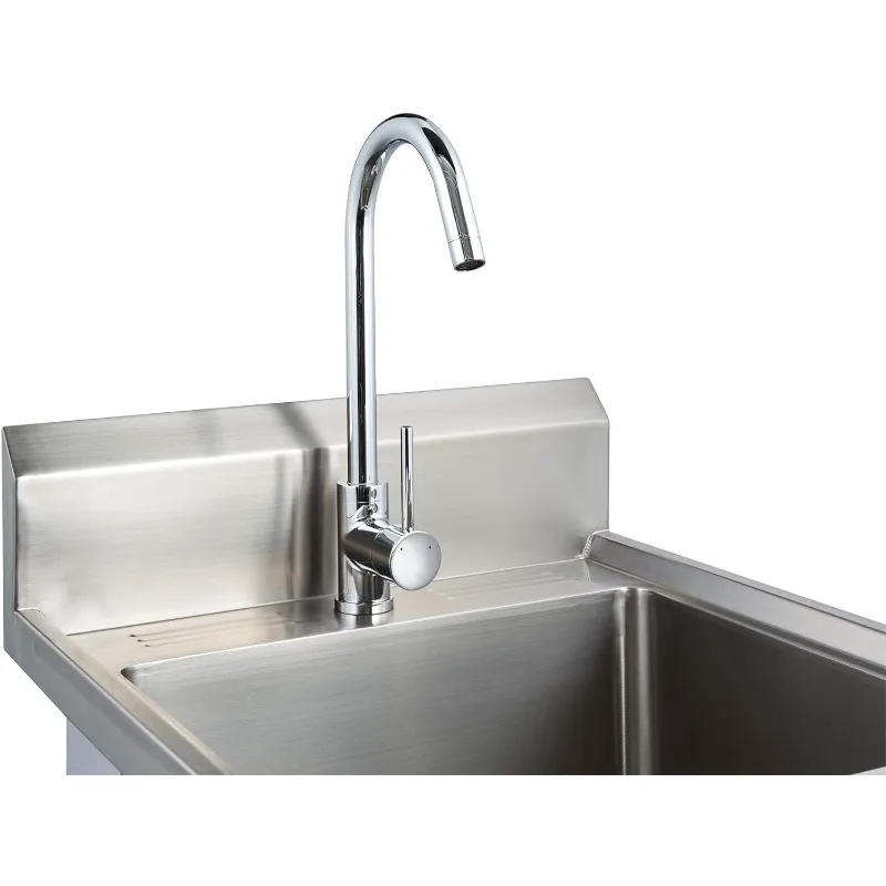 THA-0307 Grundlagen Edelstahl freistehende Single Bowl Utility Spüle für Garage, Waschküche und Restaurants, umfasst Wasserhahn