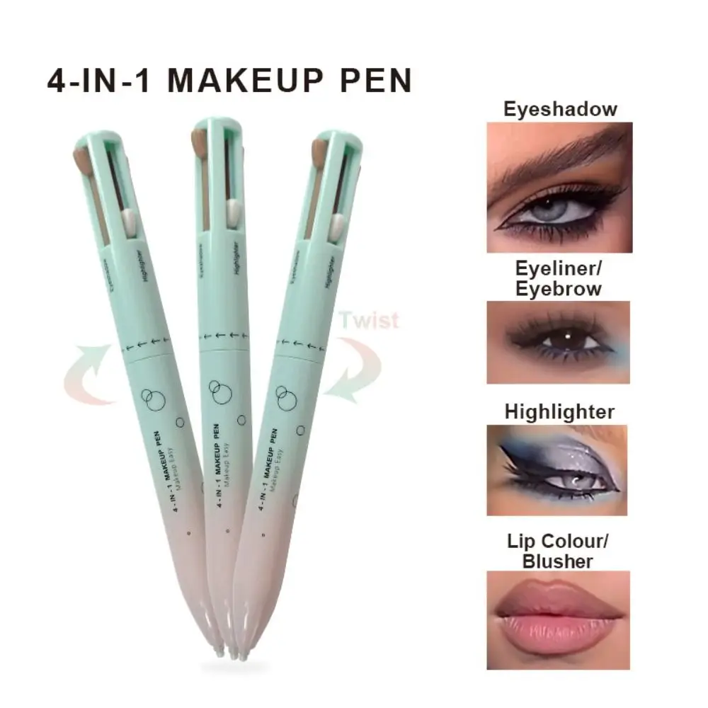 4 In 1 Eyeliner Eyebrow Pencil Contour Pen Long Lasting Waterproof Eyeliner Makeup Pencil Lip Liner Pen Lying Silkworm Pen