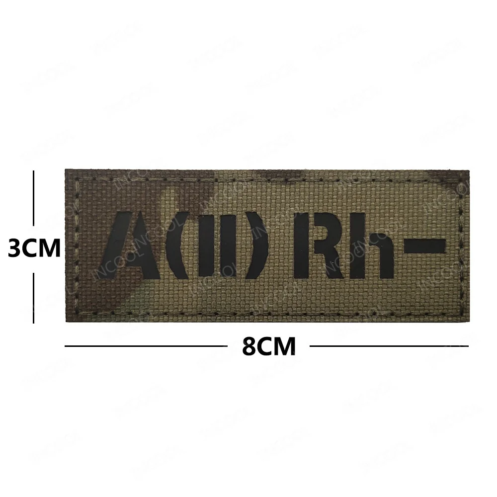 A B AB O Blood Type Group Positive POS Negative NEG Rh+ Rh- Infrared Reflective Patches  Strip Embroidery Badges