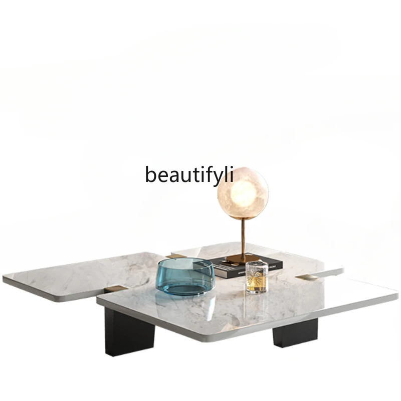 

Italian Minimalist Tea Table Natural Stone Tea Table Modern Simple Designer Model Personalized Creative Square Furniture