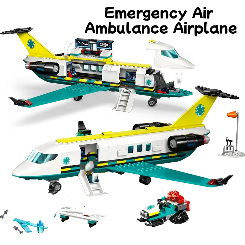 

Third Party Compatible MOC Sets City Series Building Blocks Medical Emergency Aircraft Airplane Children Toys Gift 60465