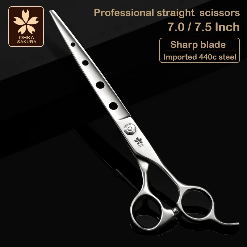 

Professional Pet Scissors Beauty Air Open Shaving Dog Hair Artifact Self Scissors Dog Cat Trimming Scissors Hole Scissors-Silve