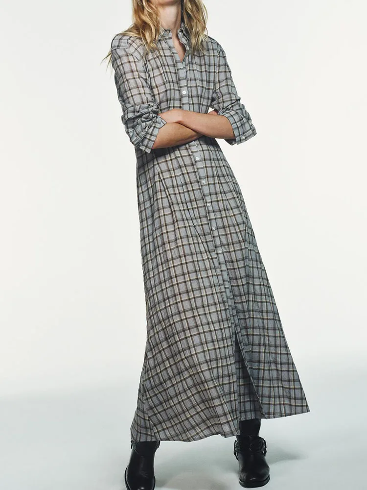 

Новинка! Элегантное клетчатое платье Ele Plaid: Весна 2026. Элитная женская модная этническая одежда, сценический костюм.