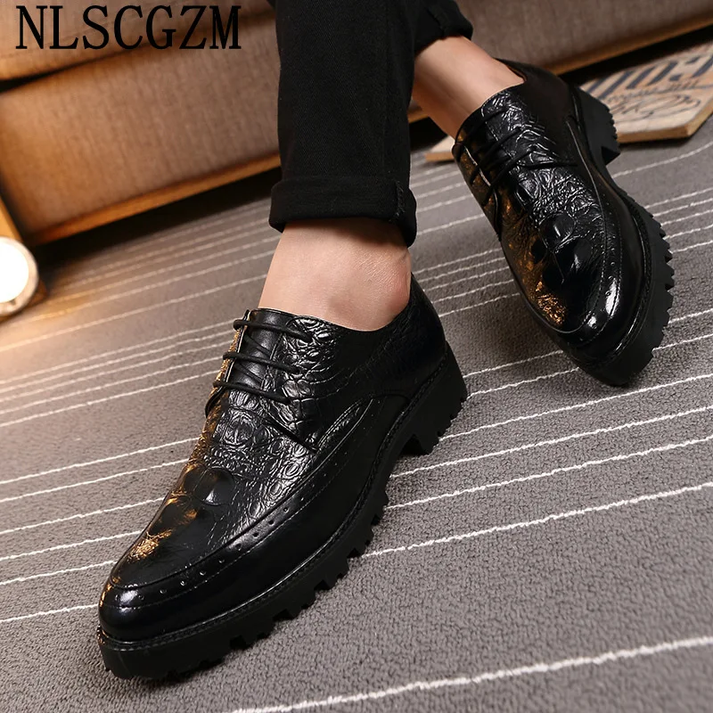 Crocodile Shoes Men Elegant Coiffeur Formal Shoes Men Oxford Italian Brand Leather Shoes Men Classic Sapato Oxford Masculino