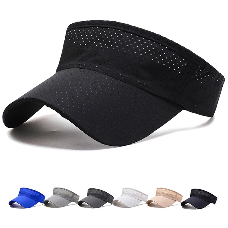 Adjustable Visor UV Protection Top Empty Solid Sports Tennis Golf Running Sunscreen Cap Summer Breathable Air Sun Hats Men Women