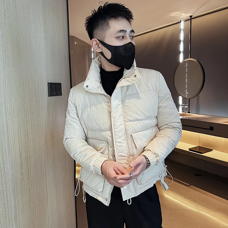 

Thiened ort Men's Cotton Jaet Slim Fit Warm Workwear Polyester Fiber Zipper Closure Color Youth Faion Winter Coat