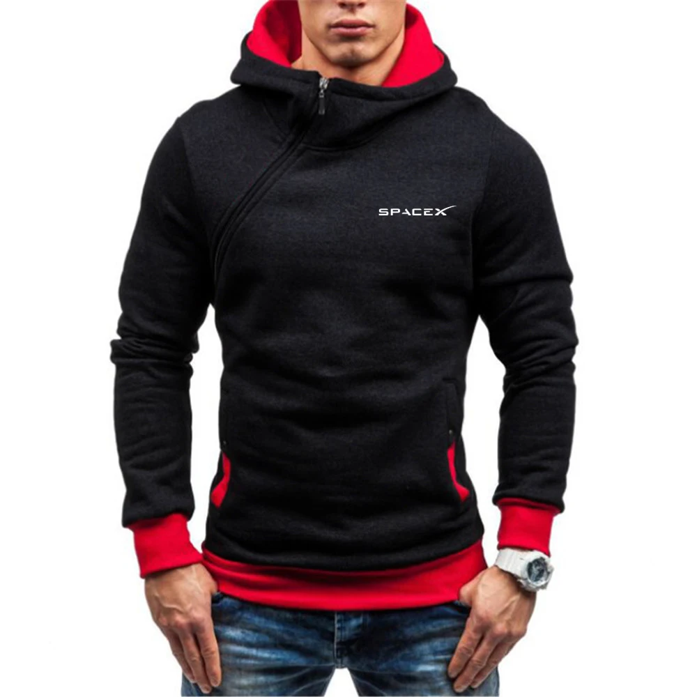 Spacex space x logo Herren neuer Frühling und Herbst modischer Druck schräger Reiß verschluss pullover lässige Harajuku Hoodie Kleidung