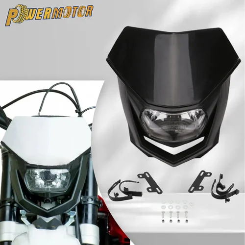 Placa de faro para motocicleta de 35W, máscara de carenado, faro H4 para Yamaha, Honda, Suzuki, Enduro, Motocross, Dirt Bike, accesorios modificados